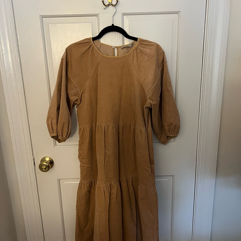 Everlane Light Pink Corduroy Puff Sleeve Dress